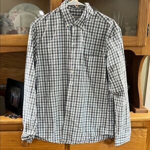 J. Crew Blue and White Gingham Button-Down Shirt
